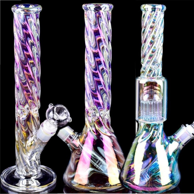 2024 Glow in Dark Gaindy Hoahs Paling Water Water Bongs Dab Rigs z Dowmstem Perc Shisha Dabber papieros z 14 mm miską