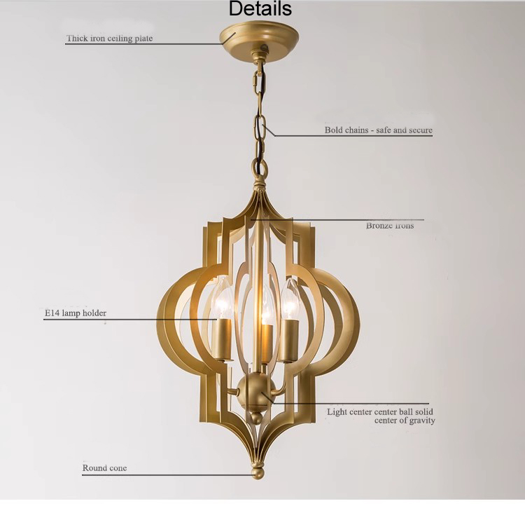 American Brass Pendant Lamps Retro Vintage Copper Chandelier Pendant Lights Fixture Matsal Hem Indoodr Bedroom Decor Tak