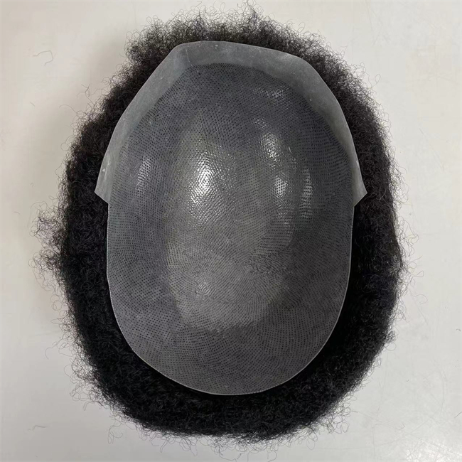 Pezzi umani vergini indiani Radice da 4 mm Afro 8x10 Parrucchino completo in PU Blackman