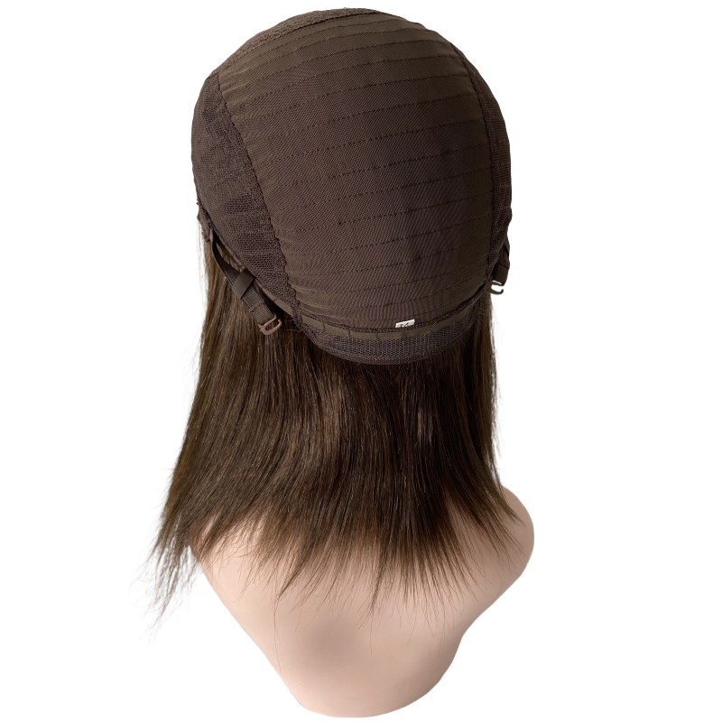 Perruques juives de la meilleure qualité 40,6 cm, cheveux humains vierges européens, couleur marron #4, perruque casher, densité 130 %, style Bob, 4 x 4, perruques juives en soie pour femme blanche