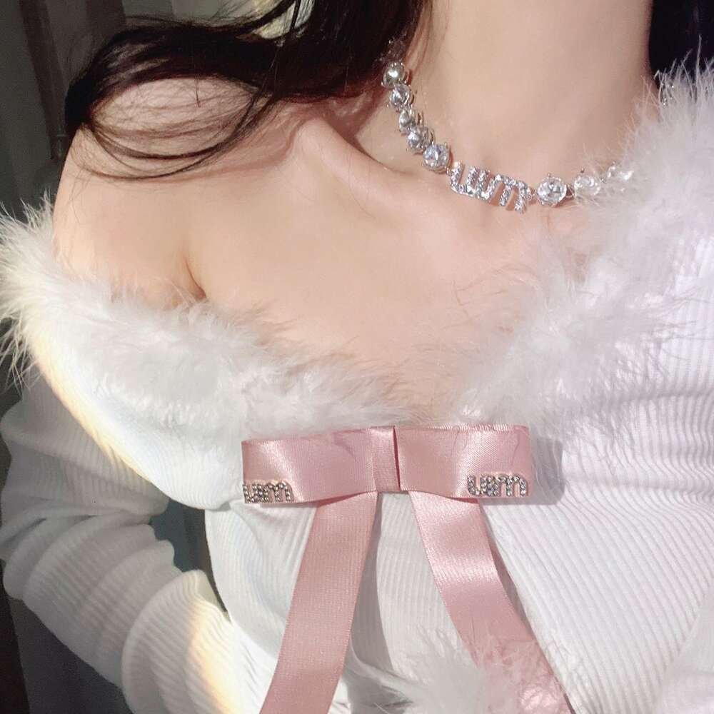 Pendant Necklaces Miu Big and Small Sister Style~ High Class Full Diamond Party Collarbone Chain Dress Necklace Accessories