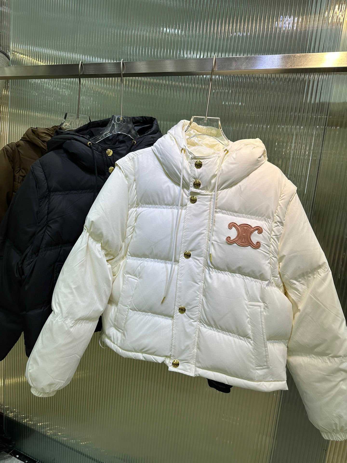 C23秋と冬の新しいファッションレザーレーベルTrimphal Thainded Warm National Standard 90 White Duck Down Pure Down Coat