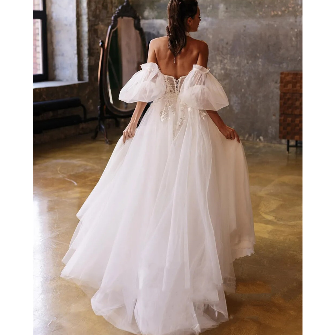 Semplice abito da sposa lungo una linea la sposa manica lunga scollo a V abiti da sposa sexy abiti da sposa lunghi abiti da spiaggia Boho111