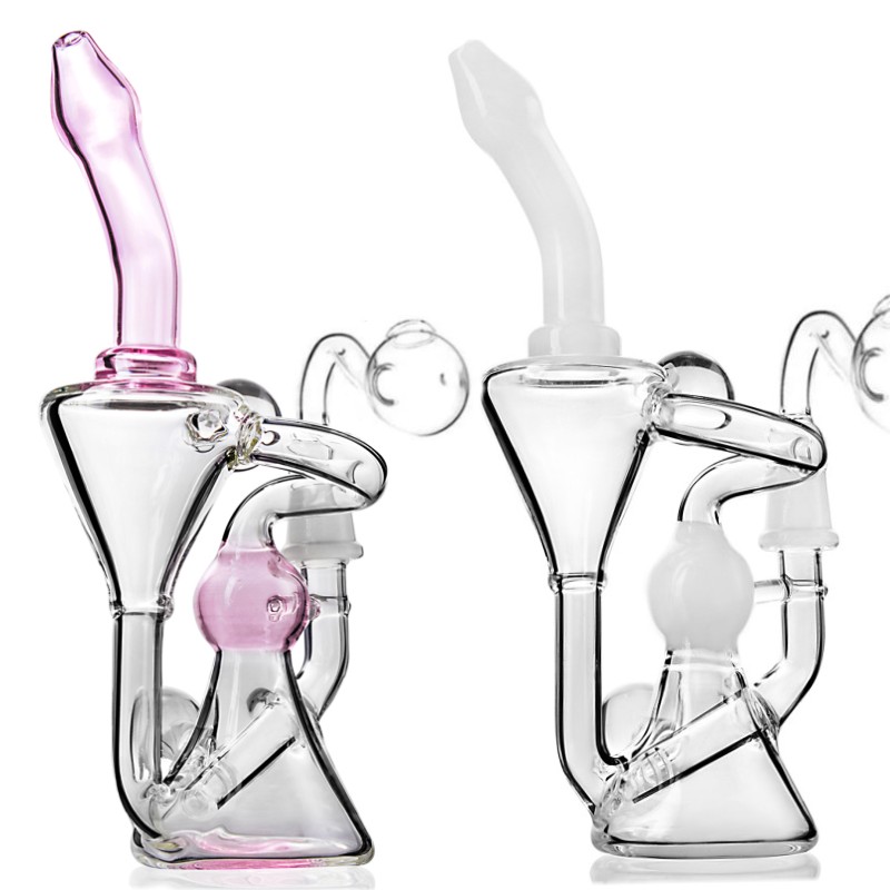 Helix Flower Design Bongs Rökning Glass Bongs Oil Rig Hopper Glass Pipes Högkvalitativ rökning av vattenpipa 14mm Återvinning Bongs Gratis frakt