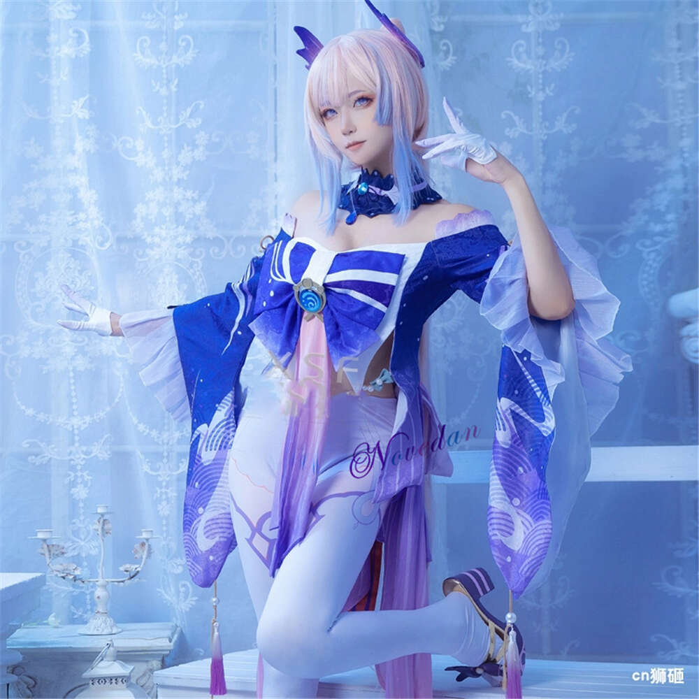 Jogo genshin impacto kokomi cosplay traje sangonomiya kokomi peruca sapatos sexy feminino festa de halloween fantasia vestido roupa conjunto completo cosplay