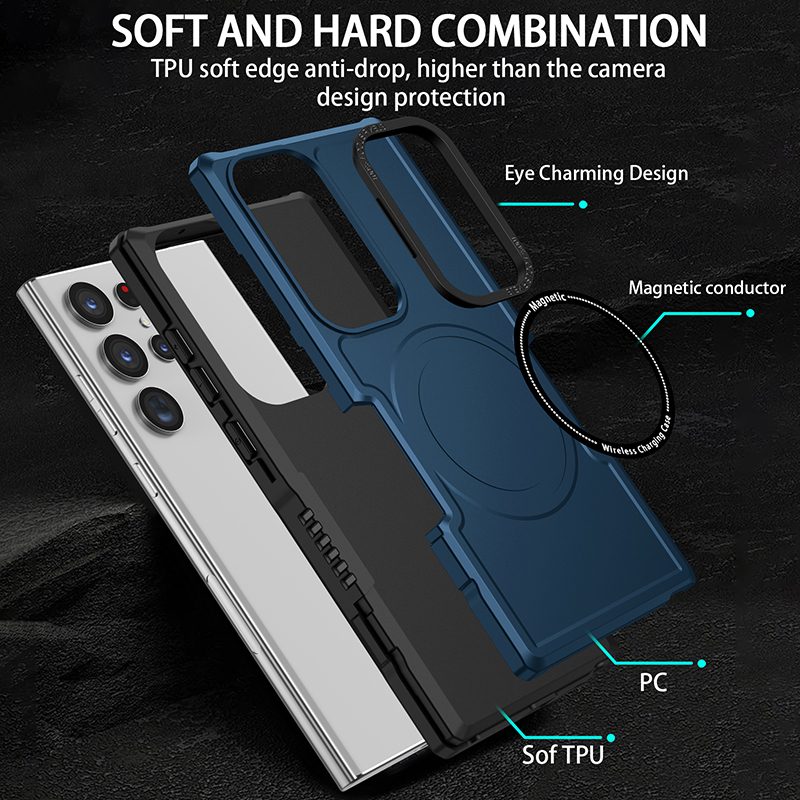 Armor Shockproof Cell Phone Cases For Samsung Galaxy S24 S23 Ultra S22 Plus S21 S20 FE Note 20 Ultra Magnetic Wireless Charger Phone Case Shell