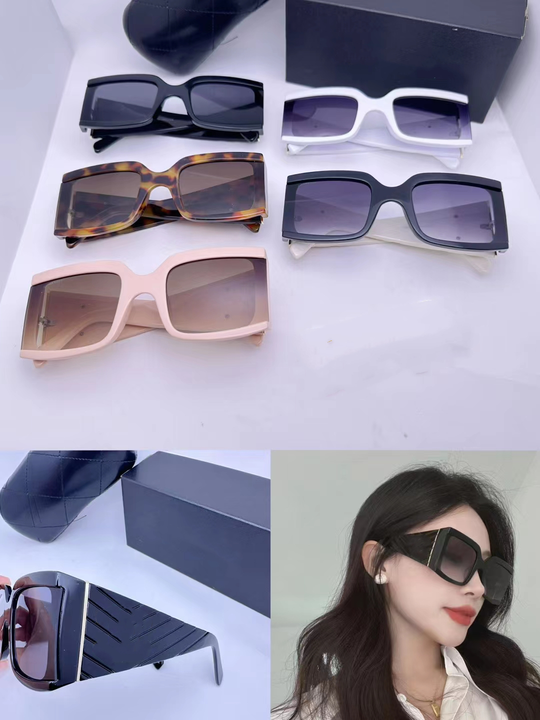 luxury sunglasses for womens designer summer shades polarized eyeglasses Big Logo Black Sunglasses New vintage oversized sun glasses of women sunglass with box