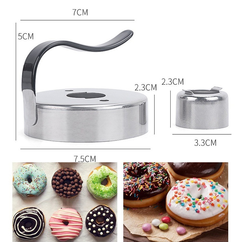 Rvs Donut Mold Cakevorm Multifunctionele Donut Ring Fondant Cookie Muffin Maker Bakgerei Met Handvat LX6146