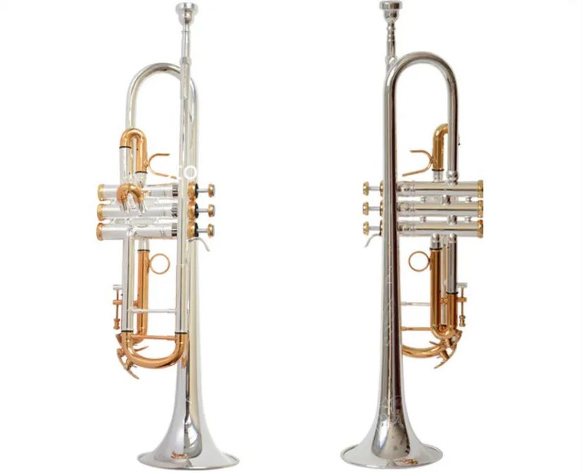 وصول جديد BB Trumpet LT180S-72 Golden Silver Professed Musical الآلة الموسيقية مع حالة شحن مجاني