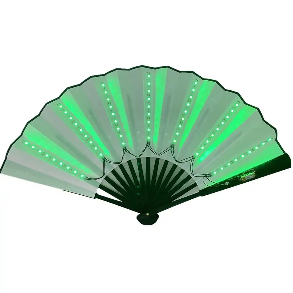 13 pulgadas Luminoso plegable Fan de rave LED Play Colorful Hand Hand Hold Abanico LED FANS para Dance Neon DJ Night Club Fiesta