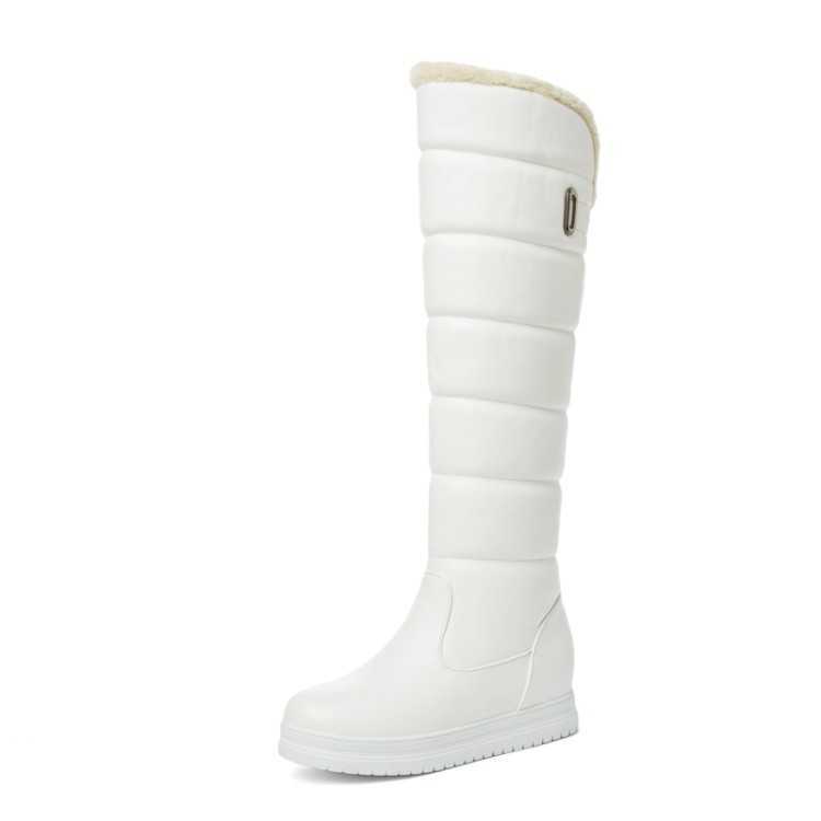 40-43 قهوة أمطار الخريف والشتاء أحذية دافئة مسطحة مع برميل عالي وركبة عالية من الداخل وجانبي أحذية الثلج الثلجية W356 231003