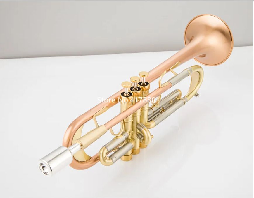 Bb Trumpet Rose Gold Brass Horn professional Musical Instrument With Trumpet Case 