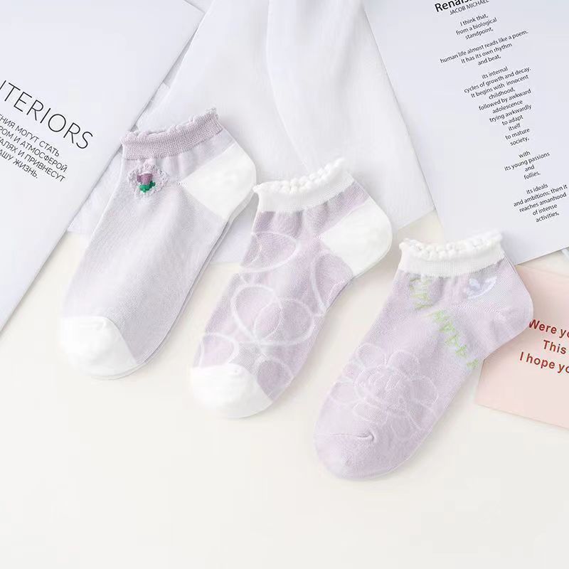 of socks female summer thin Japanese cute absorbent breathable shallow mouth can not fall with summer preppy socks female students