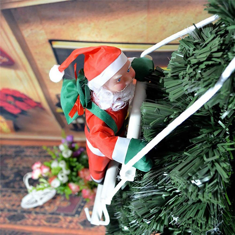 Père Noël grimpant sur une échelle de corde, ornement de noël pour arbre de noël, décoration intérieure et extérieure suspendue, décoration de fête, décoration murale de porte de maison