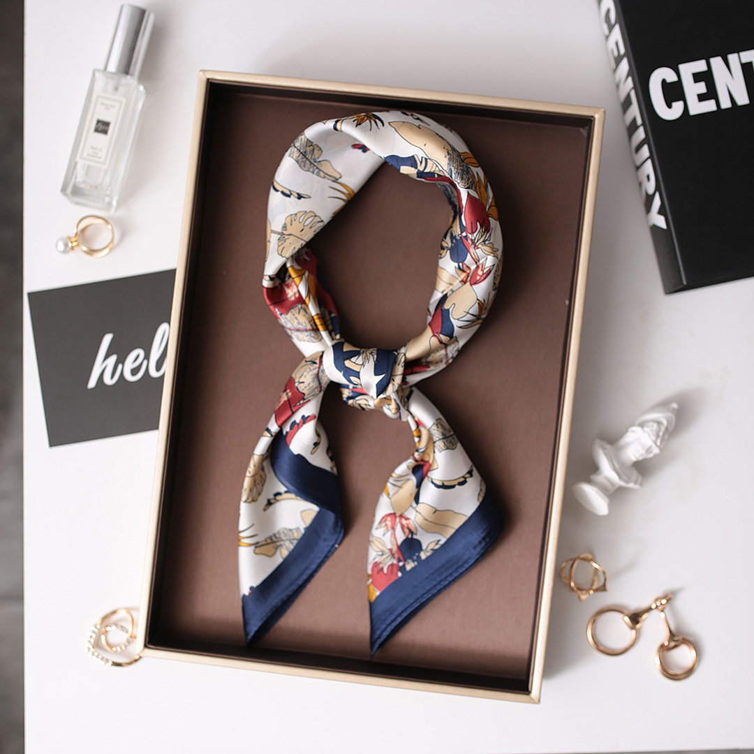 Fashion Silk Skinny Scarf Women Luxury Hair Bands Scrunchies Ribbon Lady Wrap Headband Neck Tie Foulard Female Bandana