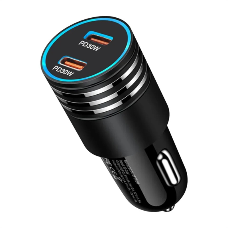 Chargeur de voiture PD 60W USB Type C 60W avec double adaptateur de voiture USB C PD 30W pour téléphone portable