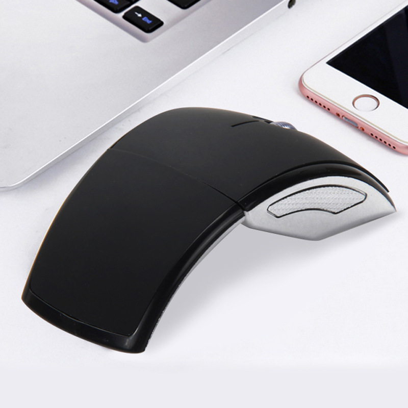 Dobrável sem fio mouse de computador arco toque 2.4g fino óptico jogo dobrável mause com receptor usb para computador portátil