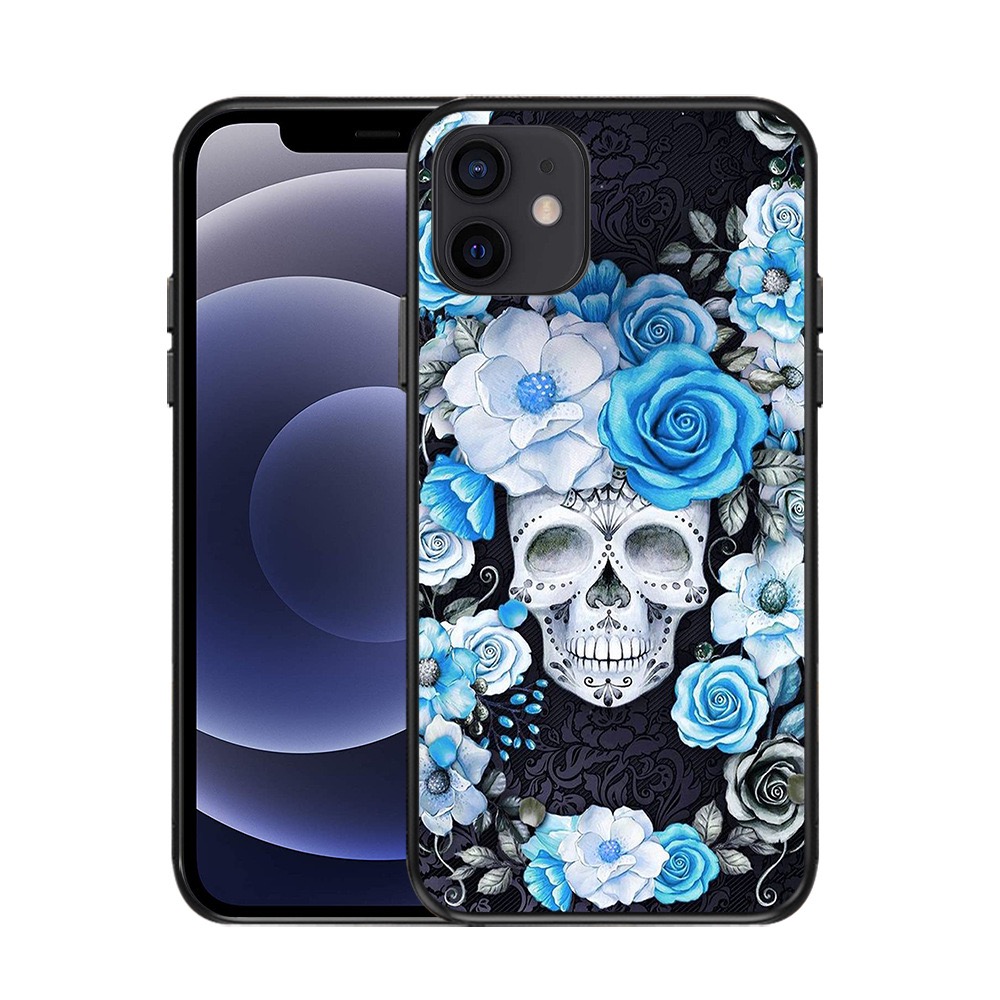 Skull Ghost Lover Capas de TPU macias para iPhone 15 Plus 14 Pro Max 13 12 11 XR XS X 8 7 6 Feliz Dia das Bruxas Impressão Fogo Preto Moda Móvel Smart Phone Capa traseira Pele