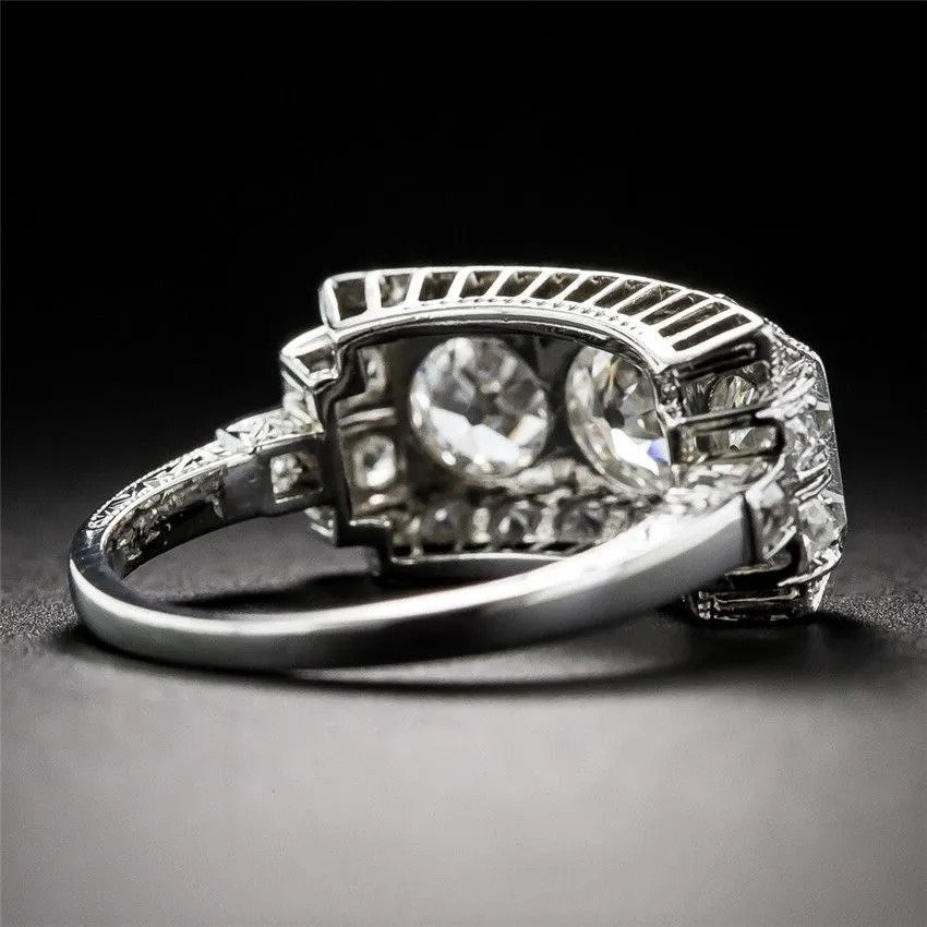 Solitaire Ring 2 Beyaz Elmas Gümüş S925 Sterling Bague Bizuteria Kadınlar için Anillos 925 Takı Fine 231007