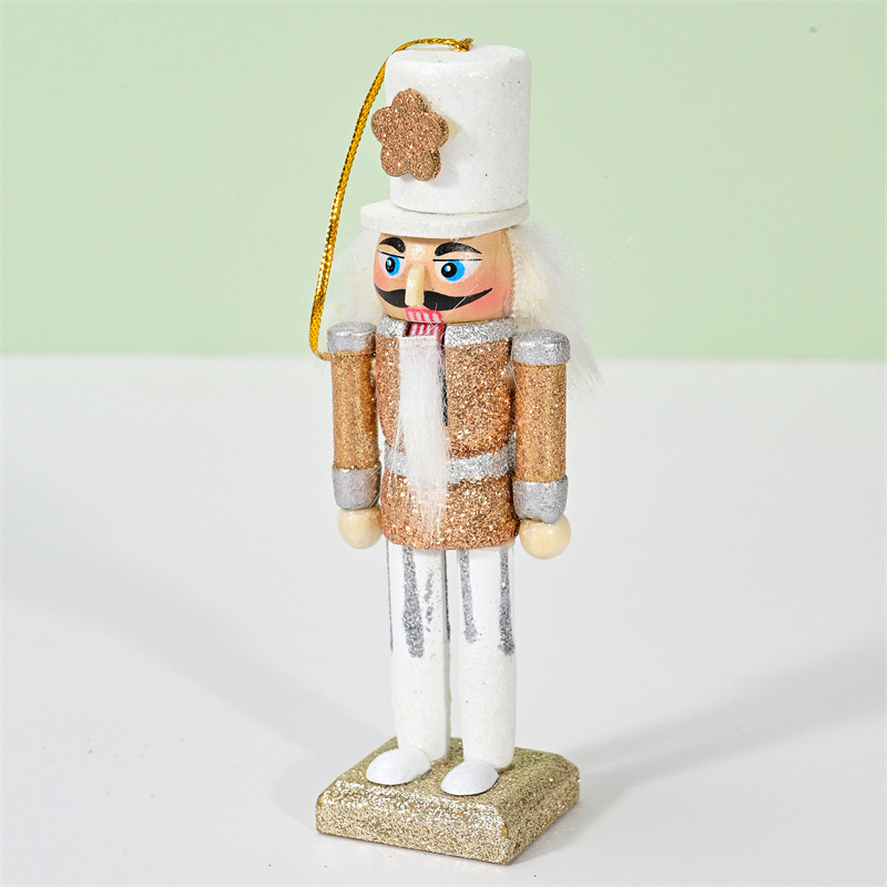 Jul Wood Home Decoration 12cm Nutcracker Puppet Soldiers for Christmas Creative Ornaments and Feative and Parry Christmas Gift