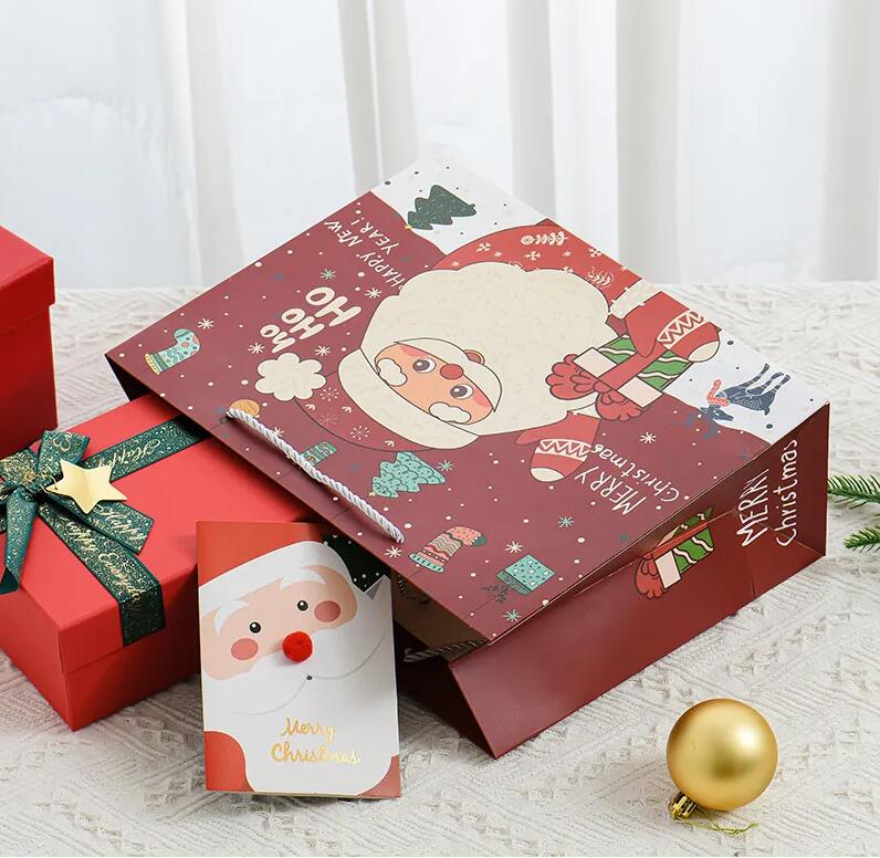 Noel Hediye Çantaları Tote Kağıt Çantalar Cadılar Bayramı Yeni Yıl Eşlik Parti Tatil Noel Hediye Ambalaj
