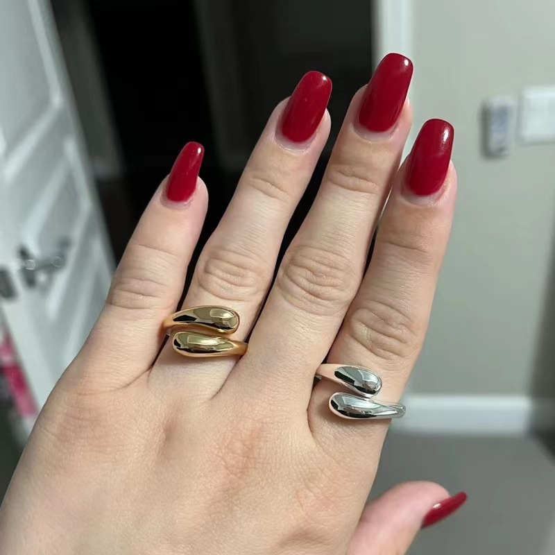 Chunky Open Rings for Women Gold Silver Justerbar kupol tårringar Ringar BORT Tjockt uttalande ringar Simple Stapble Band Rings