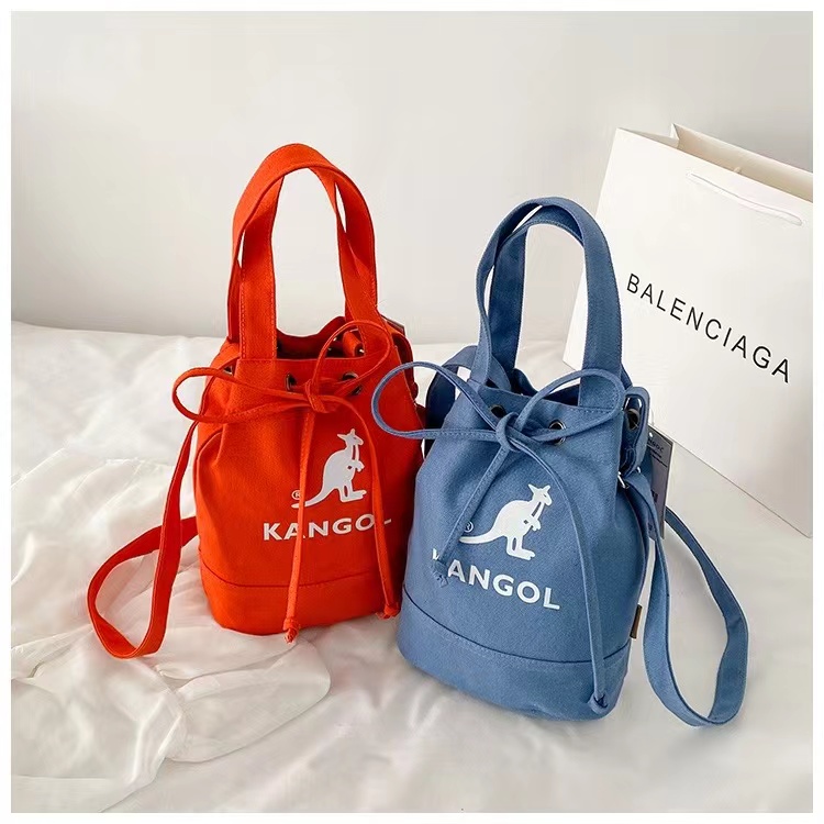 Designer Canvas Bag Women's Large Capacity Kangaroo Bucket Bag Sports Casual Drawstring Crossbody Bag