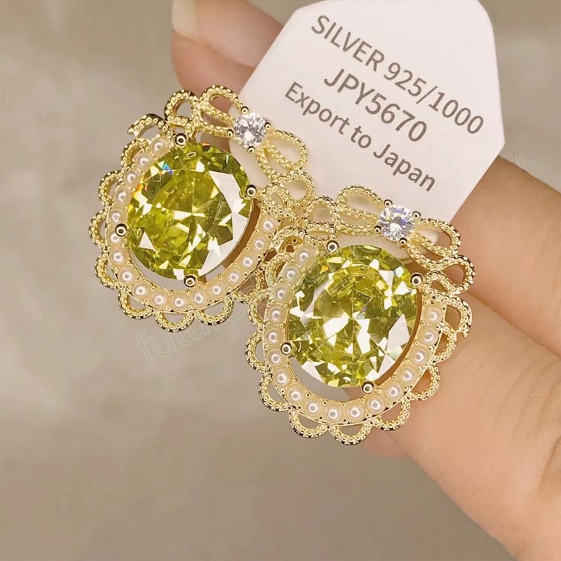 Lyxsmycken för kvinnor olivgrön stenstudörhängen för kvinnors engagemang bröllop örhänge årsdag valentins dag gåvor