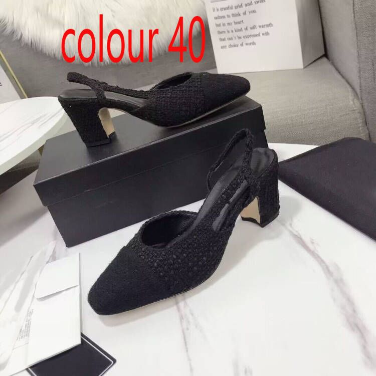 Summer Beach Sandals designer shoes Casual shoe fashion Genuine leather sole Belt buckle Thick heel Heels Baotou lady Work Women Dress SHoes Large size 34-42 With box