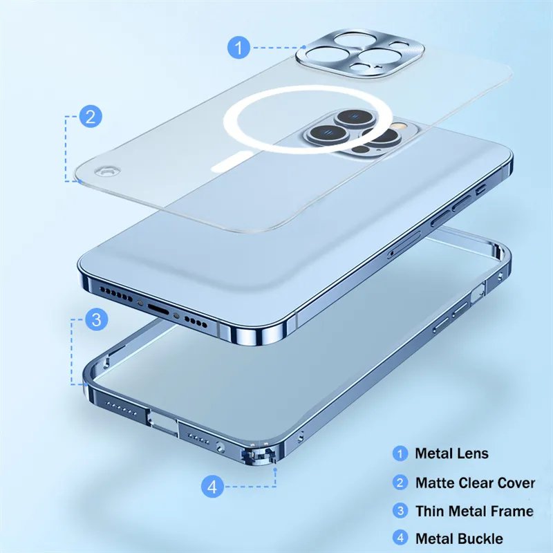 Designer bag magnet High-end luxury Titanium alloy frame button lock For iPhone 15 14 11 12 plus Pro Max iphone14 13 Mini Phone case Protection cover