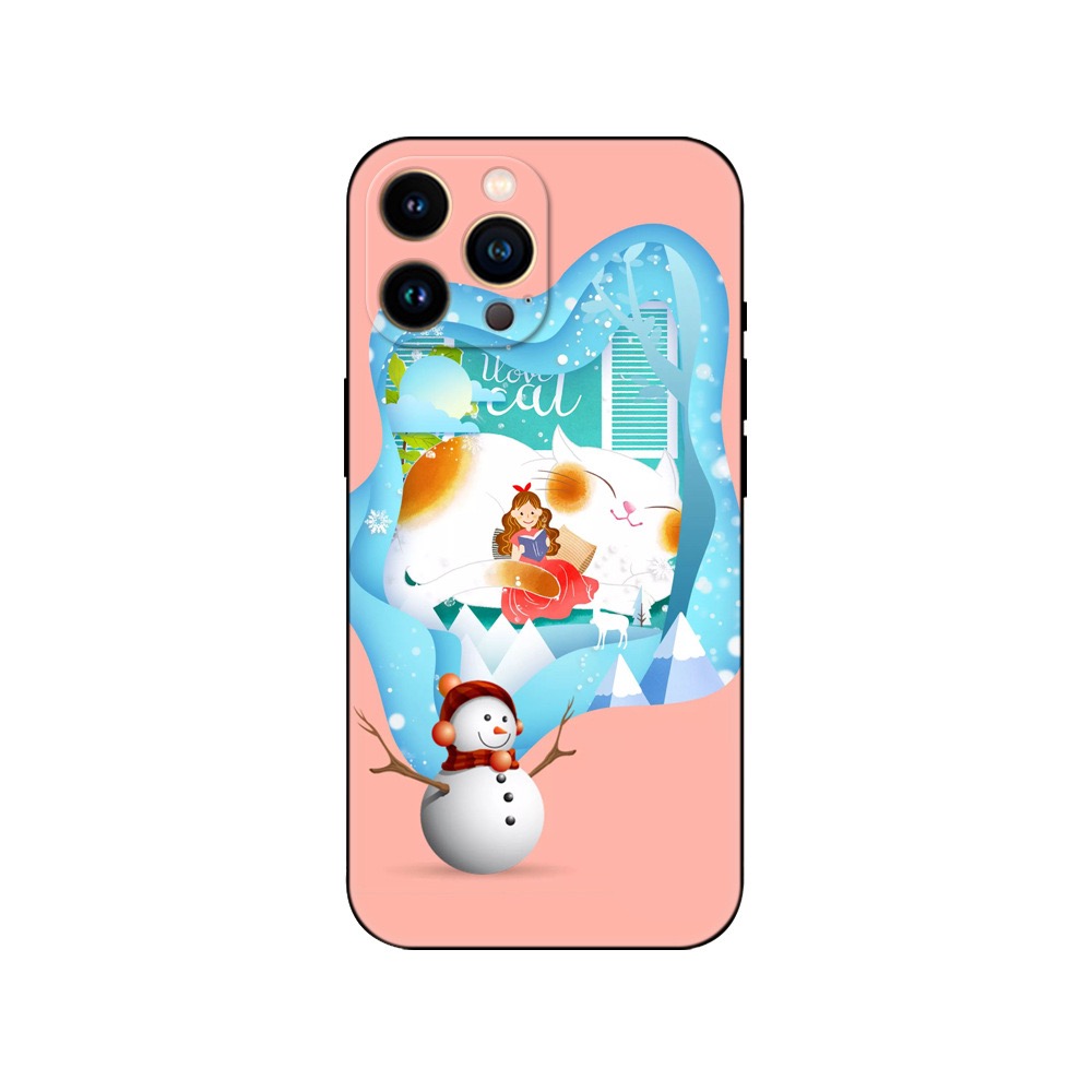 Wesołych Świąt Święta Snowman Fase for iPhone 15 14 Plus Pro Max 13 12 11 XS Max Xr x 8 7 6 iPhone15 Xmas Santa Claus Soft TPU Hat Snow Tree