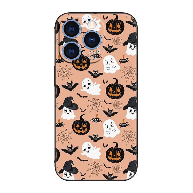 Custodie in TPU morbido Happy Halloween Iphone 15 Plus 14 Pro Max 13 12 11 XR XS X 8 7 6 Stampa Teschio Fantasma Amante Zucca Lanterna Nera Moda Cellulare Cover posteriore Pelle