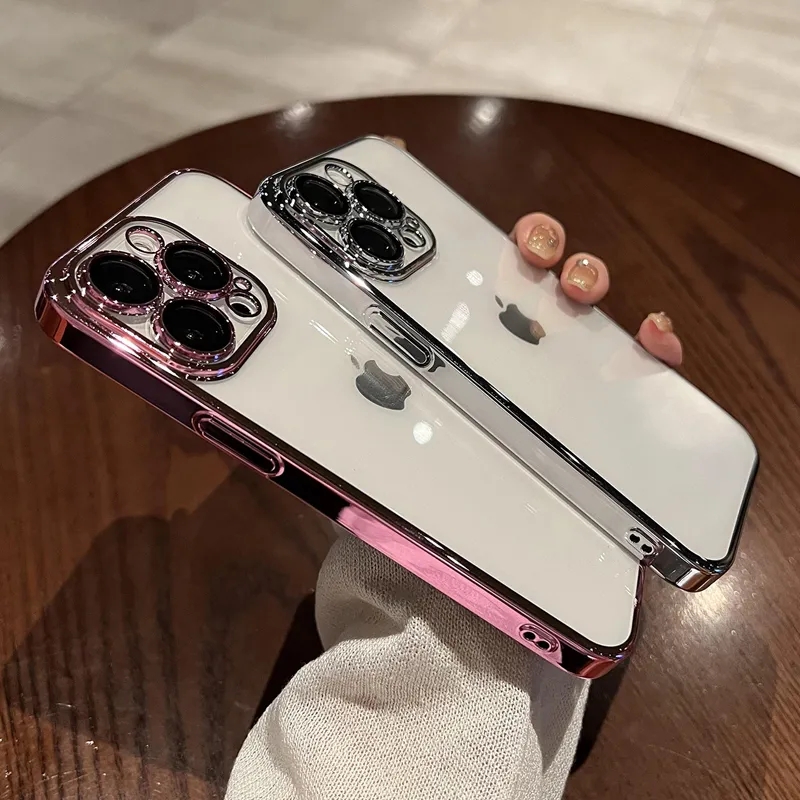 Luxe beplating Heldere volledige cameraglasbeschermer Harde pc-hoesjes voor iPhone 15 14 13 12 11 Pro Max Xr XS Max Transparante gegalvaniseerde lensbescherming Schokbestendige hoes