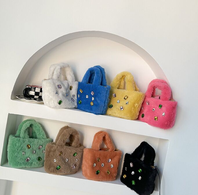 Sac à main d'automne en peluche pour enfants, mini sacs à bandoulière pour filles, petit sac à monnaie