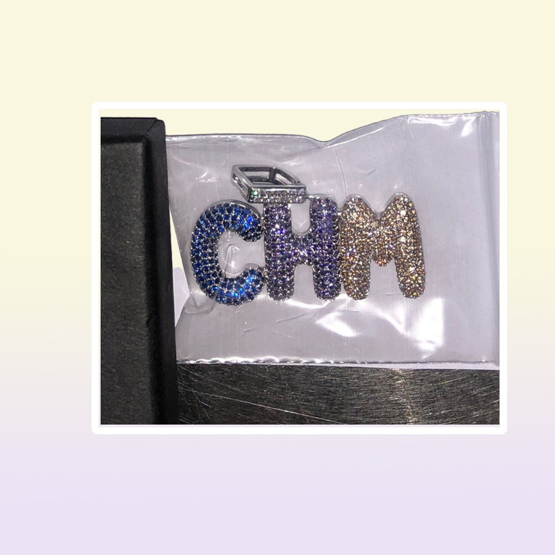 AZ Nome personalizzato Piccole lettere collane Canno a ciondolo Men039s zircone hip hop gioielli con corda d'argento in oro da 4 mm Catena 62662367059576