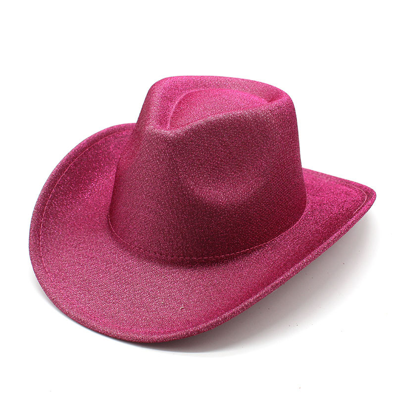 Nya glänsande västra cowboy -hattar för kvinnor män kände fedora hatt kvinnor jazz topp cap herrar caps woman paljett fedoras man trilby fest julklapp 5Kolors