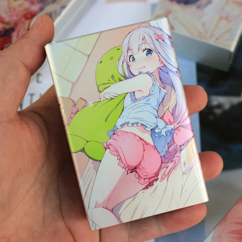 Tändare japanska anime cigarettfodral aluminiumlegering sexig söt animation tobakslåda container lagringsbox röker tillbehör hfvu