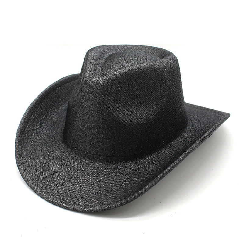 Nya glänsande västra cowboy -hattar för kvinnor män kände fedora hatt kvinnor jazz topp cap herrar caps woman paljett fedoras man trilby fest julklapp 5Kolors