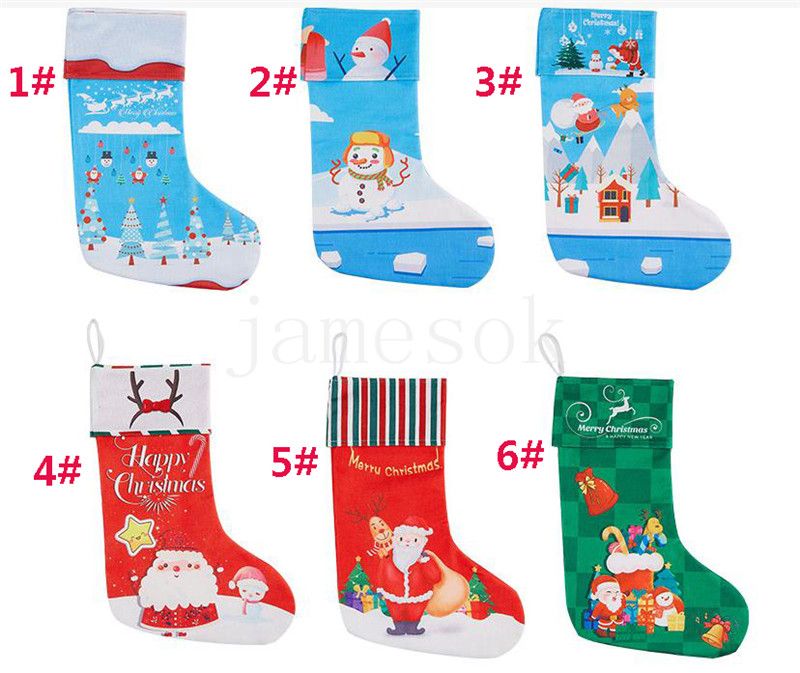 Decoraciones de navidad calcetines para niños bolsa de regalo de Navidad dibujos animados estampados de navidad para niños decoración de día de Navidad DE781