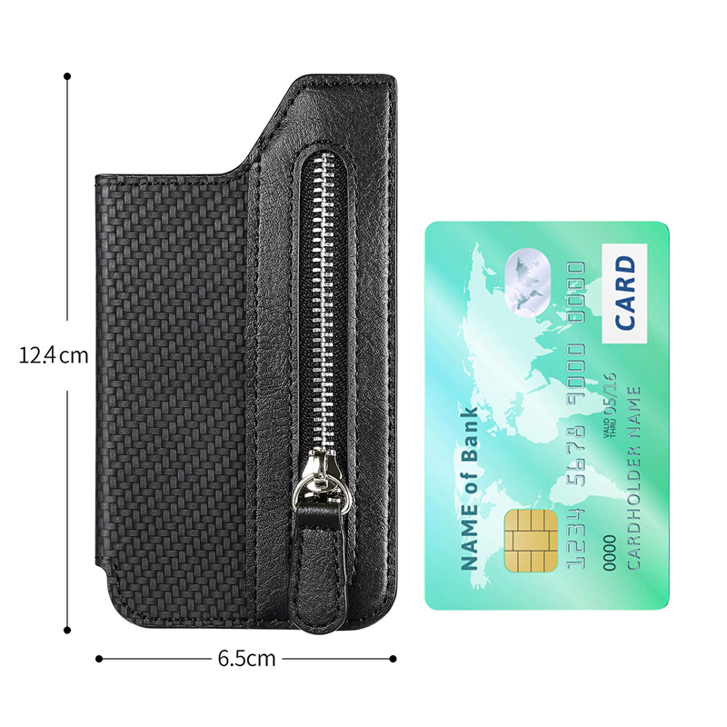 10 peças bolsas para celular pu simples multifuncional com zíper suporte para cartão de crédito cores mistas