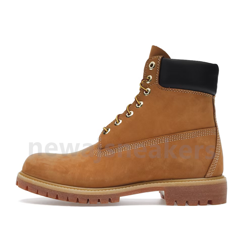 Designer stövlar utomhus cowboy frosted cowhide classic 6 tum premium vattentät martin stövlar vete vita män kvinnor topp päls vandring vinter stövlar sneakers storlek 36-45