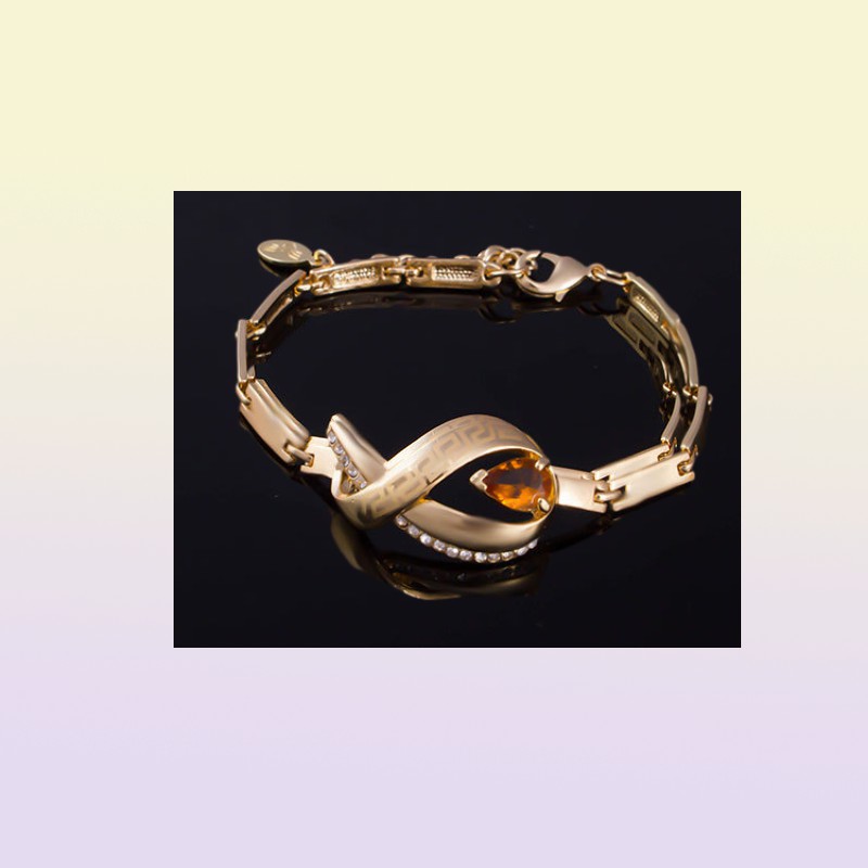Dubai 18K Gold Anhänger Bernsteinkristall Halskette Set Mode afrikanische Diamant Hochzeit Brautschmuck Sets Halskette Armband Earri6096729