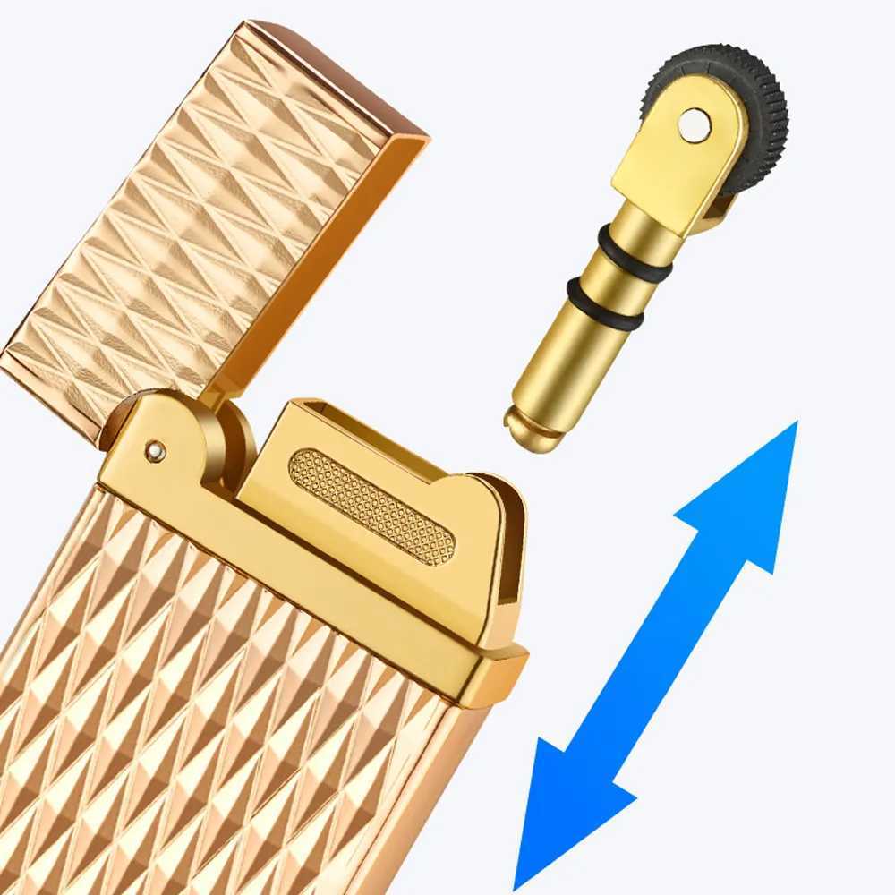 Tändare blå låga ingen gasjet tändare rökningstillbehör slipning hjul fluorescens lysande inflation cigarettändare prylar för män d8xz