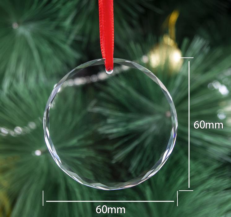 Custom Laser 3D Logo Pattern Christmas Tree Glass Ornaments Sublimation Blank Clear Crystal Glass Xmas Hanging Pendant Decorations SN5290