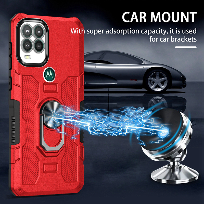 Armorschocktäta mobiltelefonfodral för Motorola G Stylus G9 Spela G10 G20 G22 G30 G50 E32 Fingerring Kickstand Magnetic Car Mount Phone Case Shell Shell