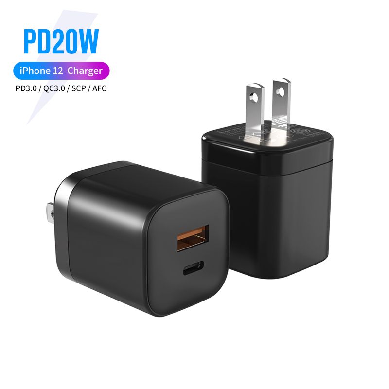 Chargeur rapide PD 20W, moule privé, adaptateur d'alimentation USB QC3.0, double Port avec prise américaine, chargeur ETL pour Iphone Samsung Huawei