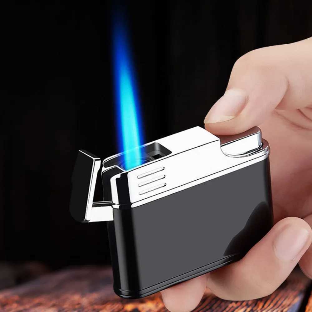 Lighters New Metal Turbo Torch Lighters Vintage Windproof Butane No Gas Cigarette Cigar Jet Lighter Smoking Accessories Gadgets For Men 65P4