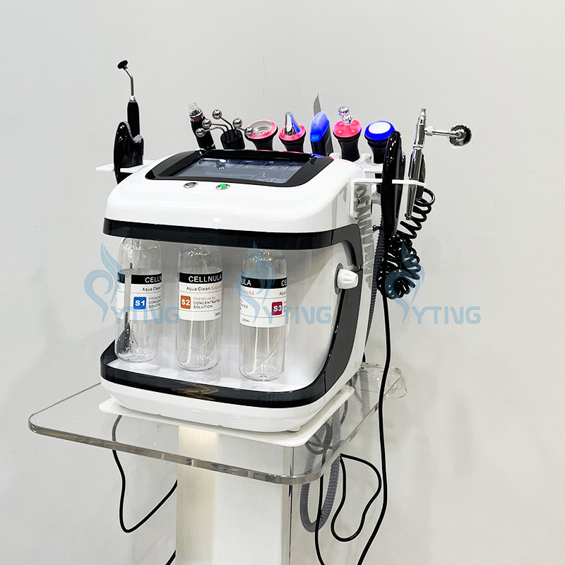 Máquina facial Hydra portátil 10 en 1 Hidrodermoabrasión RF Estiramiento de la piel Eliminación de cabeza negra Levantamiento facial