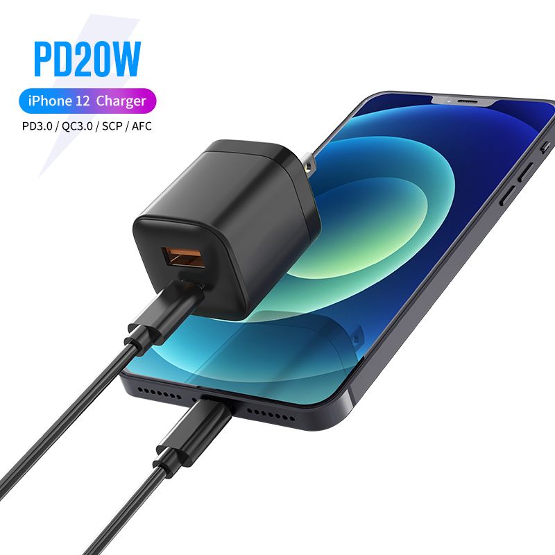 20W PD Fast Charger Prywatna forma USB QC3.0 Adapter zasilający podwójny port z US Plug ETL ładowarki dla iPhone'a Samsung Huawei