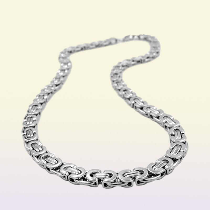 Fashion smycken rostfritt stål halsband 6mm 8mm 11mm låda byzantin länk kedja silverfärg för män kvinnor sc07 n1867316